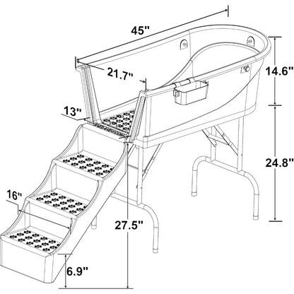 45" Pet Grooming Bathtub Dog Wash Station | Heavy Duty Bathing Tub (Bathtub & Stairs Combo) Fast shipping Free  delivery