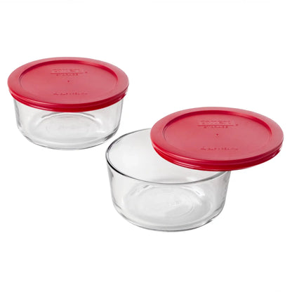 Pyrex Glass Bowl 2 Pack Set w/ Lids, Microwave & Oven Safe