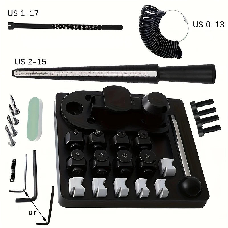 Metal Ring Bender Jewelry Making Tool , 6 Round Posts and Matching Dies