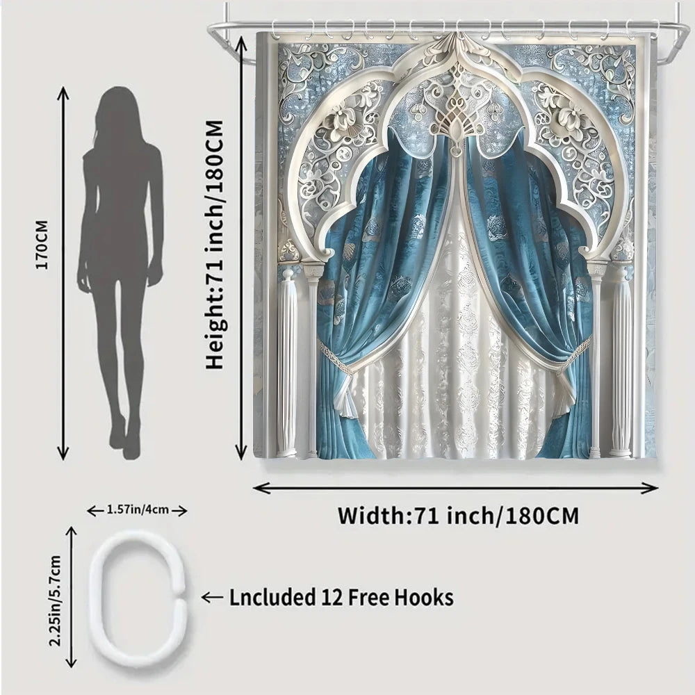 4pc Gorgeous Bath Curtain Set, 2D flat printed partition curtain