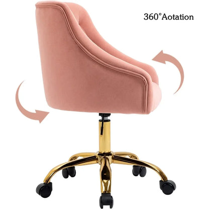 Modern Desk Chair - Comfortable, Cushioned with Velvet Fabric, Adjustable Height, and Swivel
