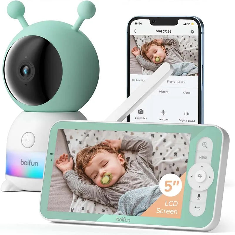 Baby Monitor Camera,  360° Rotation with Phone App, Night Lights, Motion Monitoring