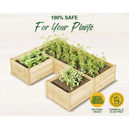 Outdoor Wooden U-Shaped Raised Garden Bed, 7.5ft x 6ft x 1.6ft, 19.6 Deep Planter Box