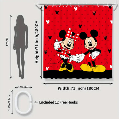 Disney Mickey and Minnie Mouse Shower Set, Four-piece Set w/Hooks