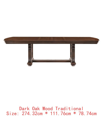 Elegant Formal 5-Piece Dining Set with Extension Leaf Table & 4 Chairs - Dark Oak Finish