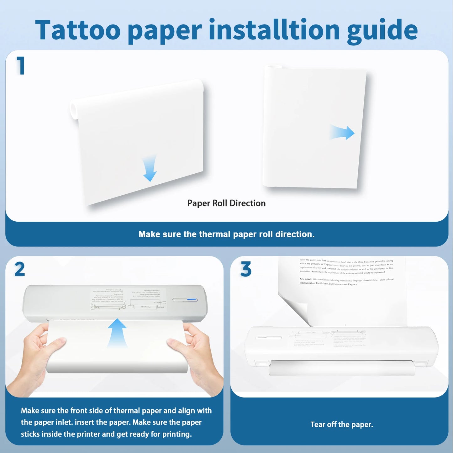 Portable A4 Thermal Printer - Inkless, Wireless, BT, USB Type-C For Android iOS