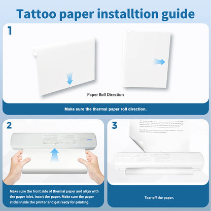 Portable A4 Thermal Printer - Inkless, Wireless, BT, USB Type-C For Android iOS