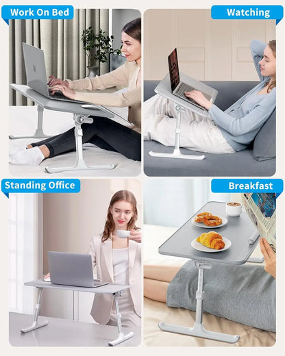 Adjustable Leather Lap Desk with Foldable Design, Height and Angle Adjustments