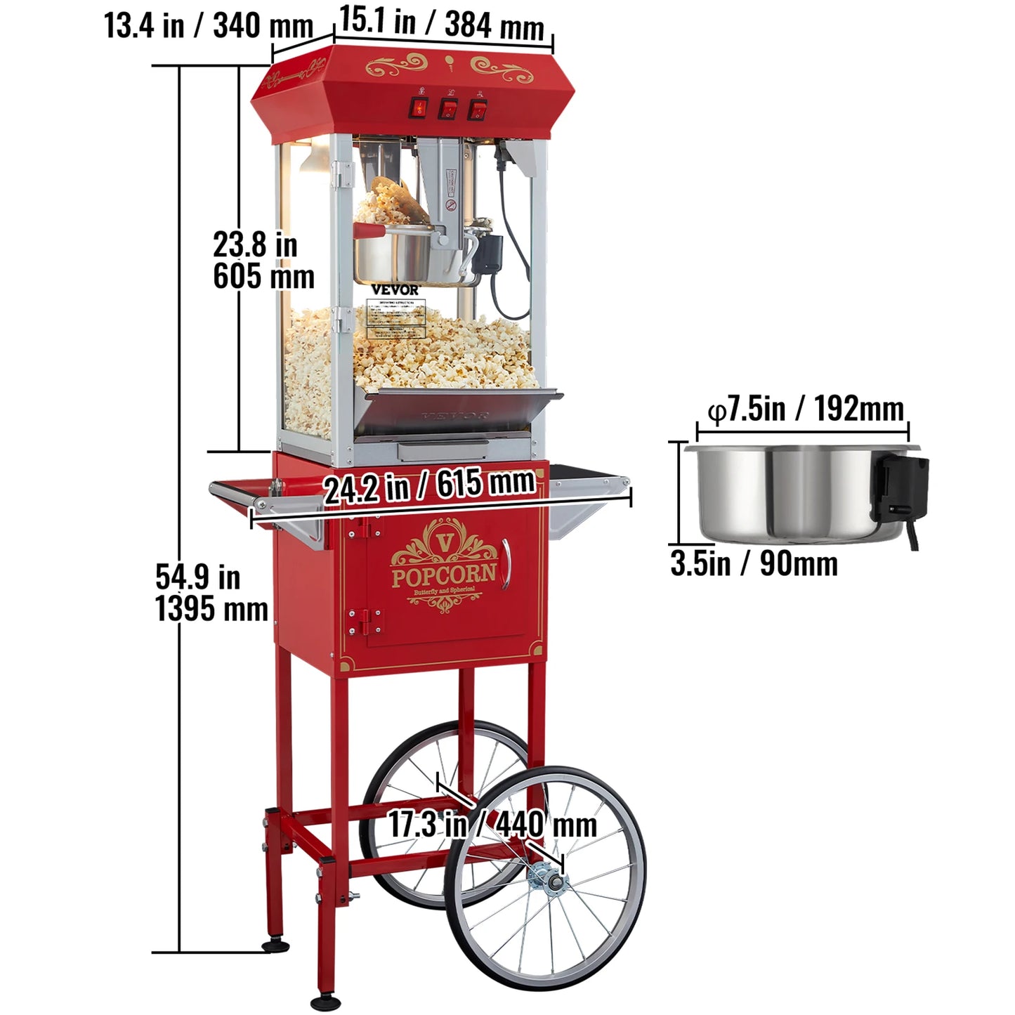 8/12Oz Automatic Electric Popcorn Maker with Scoop Spoon