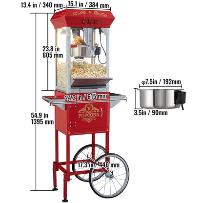 8/12Oz Automatic Electric Popcorn Maker with Scoop Spoon
