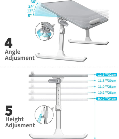 Adjustable Leather Lap Desk with Foldable Design, Height and Angle Adjustments