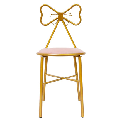 Elegant Pink Butterfly Backrest Chair with Soft Cushion, up to 220 lbs. Load w/Iron Frame