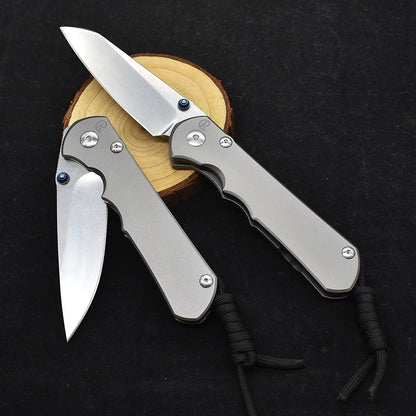 S35VN Blade w/Titanium Handle and Sheath-Stone Wash Titanium Alloy