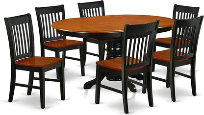 7 Piece Set - Dining Table and 6 Wooden Chairs with Black Cherry Finish