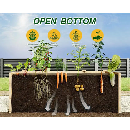 Outdoor Wooden U-Shaped Raised Garden Bed, 7.5ft x 6ft x 1.6ft, 19.6 Deep Planter Box