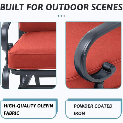 4-Piece Outdoor Patio Set - Swing Glider Loveseat and Spring Lounge Chairs with Side Table