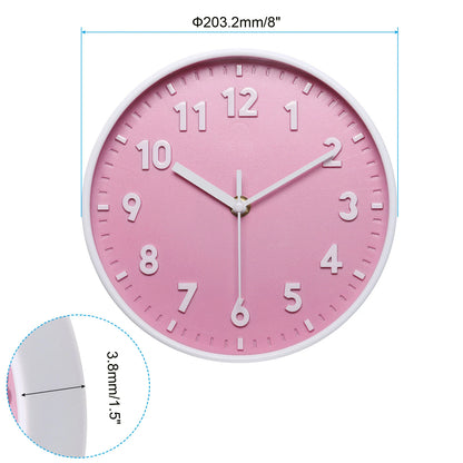 8 Inch Wall Clock 3D Number Quartz Battery Operated