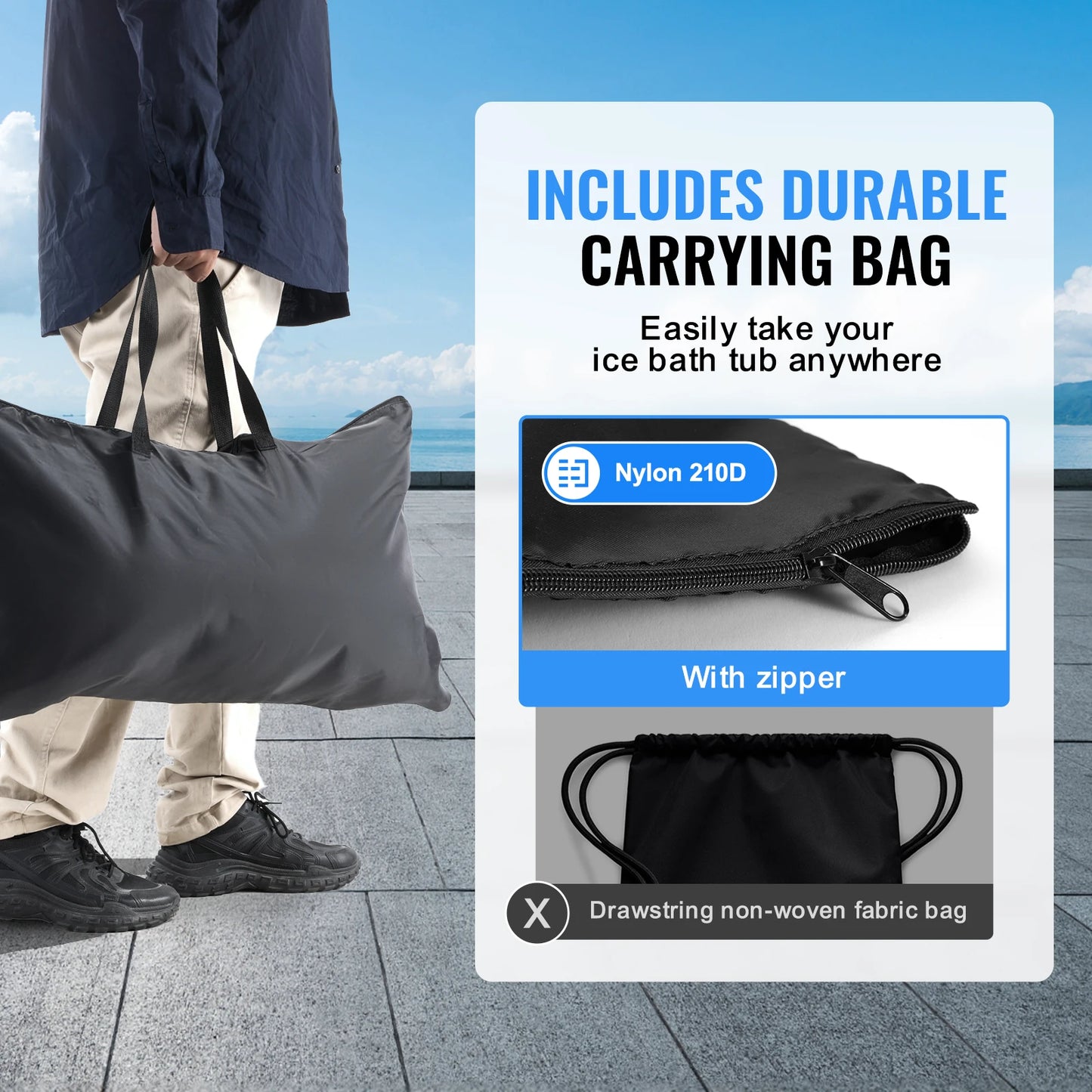 Ice Bath Tub-Cold Water Therapy for Athletes - Inflatable, Folding Bathtub