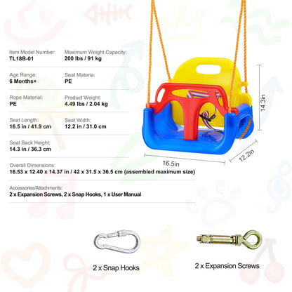 Tree Saucer Swing Seat 750lbs capacity w/ Adjustable Multi-Strand Ropes