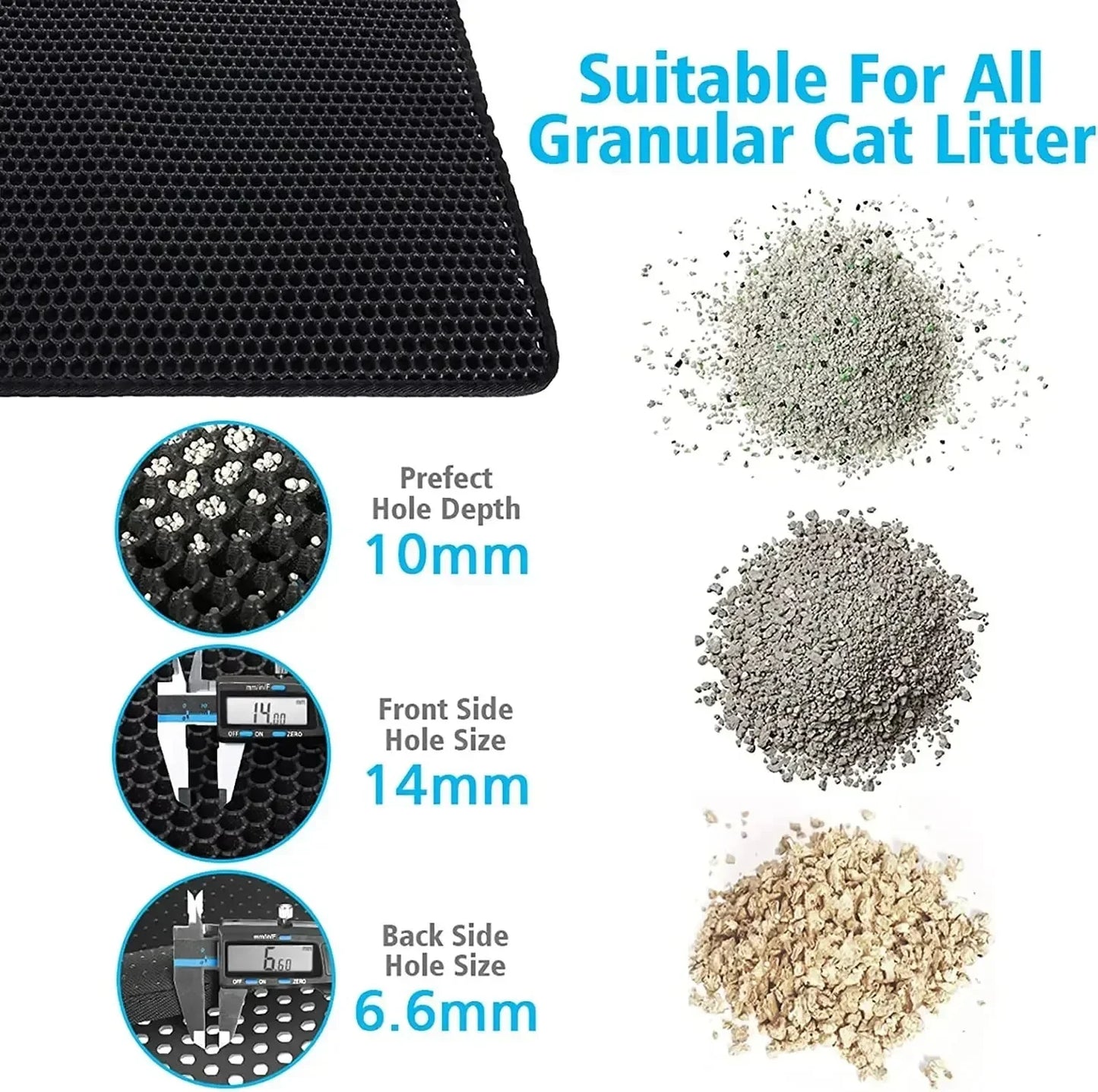 Cat Litter Mat - 2-Layer Design w/ Sand Trapping Technology, Waterproof , Non-Slip