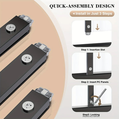 Multi-Size Polycarbonate Greenhouse PC Panels Aluminum Frame Vent Roof UV Protection