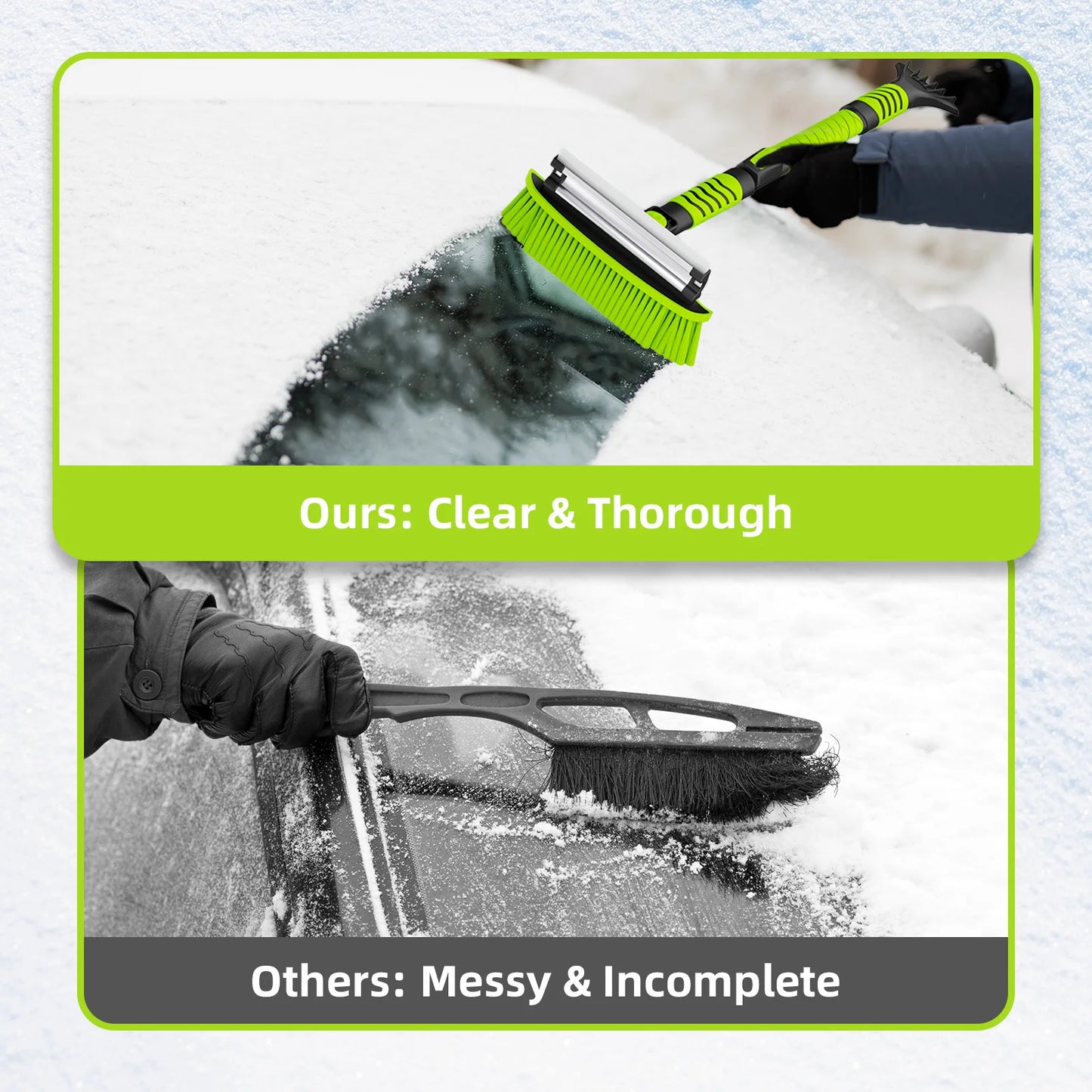 Deli Ultimate Car Snow Cleaner, 43" 2-in-1 Ice Scraper & Brush with Extendable Handle