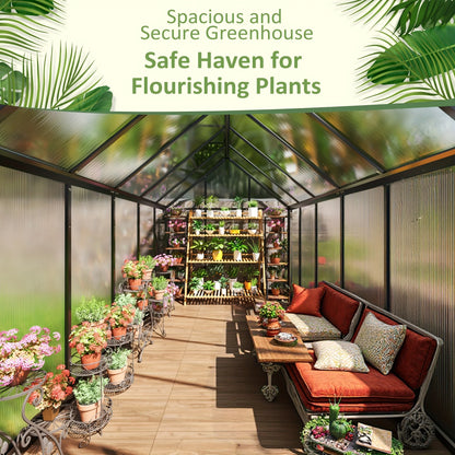 Multi-Size Polycarbonate Greenhouse PC Panels Aluminum Frame Vent Roof UV Protection