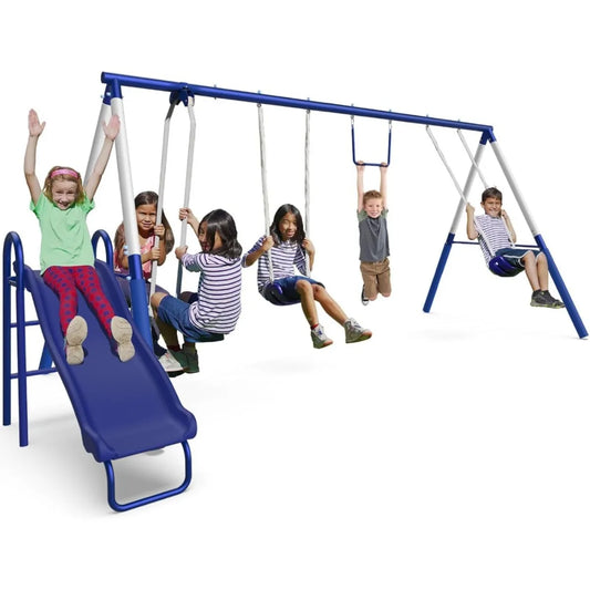 Heavy-Duty Metal Swing Set - Backyard Playset