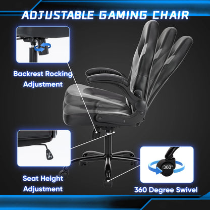 Computer/Gaming Chair, PU Leather with Flip-up Armrest