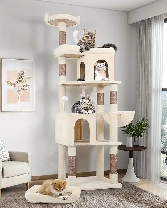 Heavy Duty 72" Cat Tree Tower, Comfortably Cushioned, Sturdy and Stable with Pet Bed