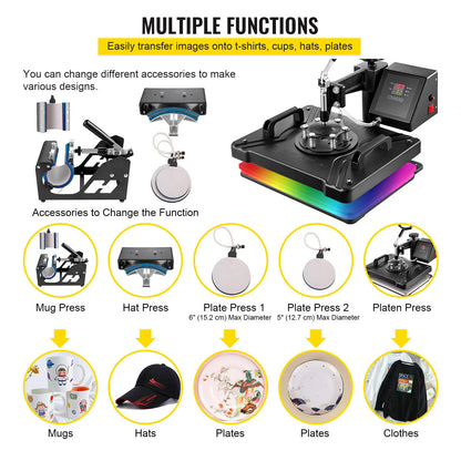 Combo Heat Press Machine - Multifunctional Sublimation Printer Transfer Printer