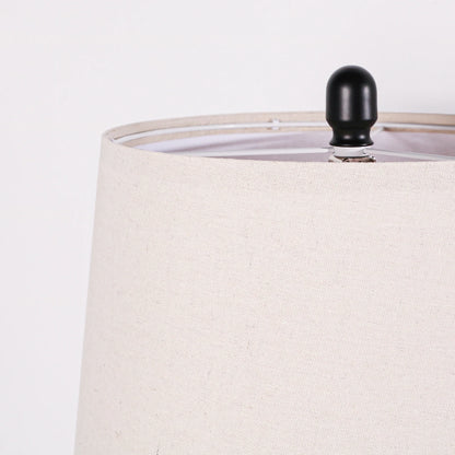 Set of 2 25-Inch Carved Geometric Ceramic Table Lamp With Linen Shade