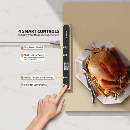 Food Warming Plate, Adjustable Temperature, Silicone Foldable with pouch
