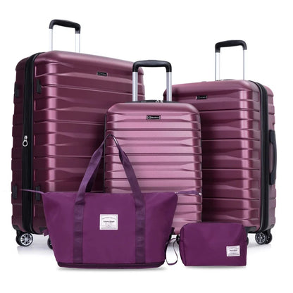 3 Piece Hardcase Luggage Sets with TSA Lock include Travel Duffle and Toiletry Bags