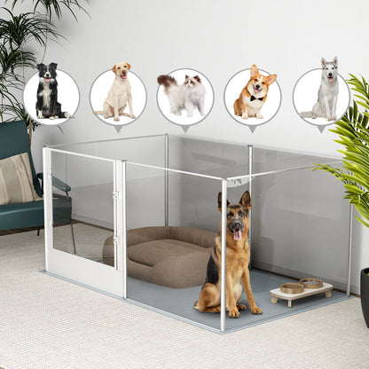 Thick Acrylic Pet Playpen - Multi-functional with Waterproof Pad , Secure Locks and Anti-Slip Base