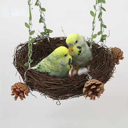 Natural rattan bird cradle - suitable for small parrots and birds