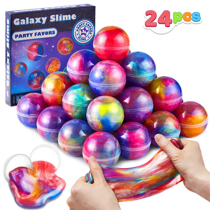 24 Pcs Mini Slime Party Favors-Multicolor Galaxy Slime Balls