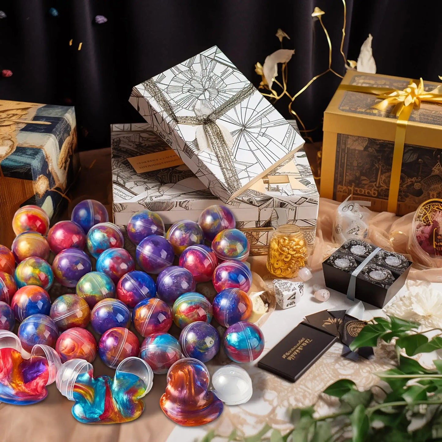 24 Pcs Mini Slime Party Favors-Multicolor Galaxy Slime Balls