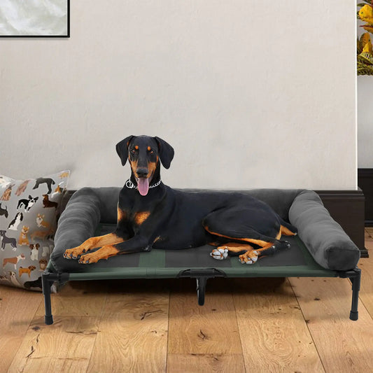 Indoor/Outdoor Elevated Pet Lounger with Detachable Plush Bolster