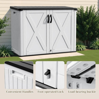 Outdoor Storage Cabinet with Lockable Door, Waterproof-Horizontal Storage Shed, 25 Cu. ft.