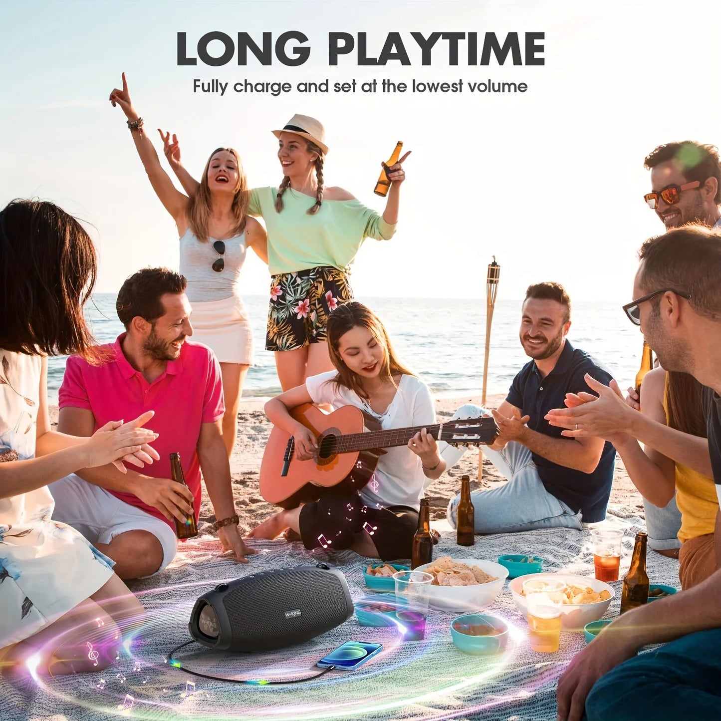 Wireless Bluetooth Speaker, Waterproof, Portable w/ Subwoofer Triple Passive Radiators-Deep Bass