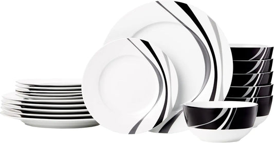 18-Piece Porcelain Dinnerware Set for 6, Microwave & Dishwasher Safe