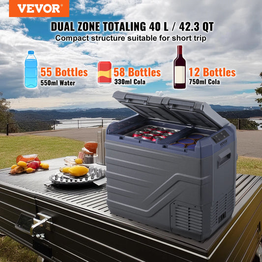 Car Refrigerator 12 Volt Fridge 40 L Dual Zone, Bluetooth, App Control, Portable and Multiple Uses