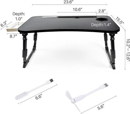 Adjustable Lap Desk - Foldable, Portable with USB Slot and Drawer