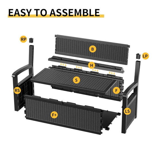 80 Gallon Outdoor Storage Bench Deck Box, Waterproof and Lockable