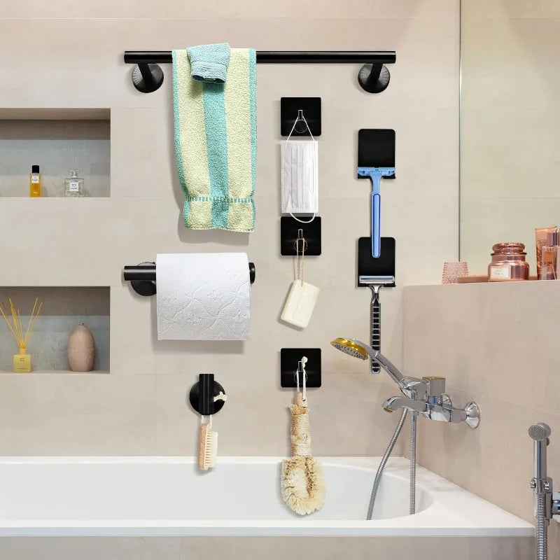 7 pcs Bathroom Towel Rack, Hardware Set Included